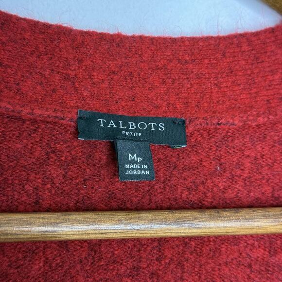 Talbots Sweater Womens Medium Petite Button Front Cardigan Pearl Detail Pockets - Picture 4 of 8